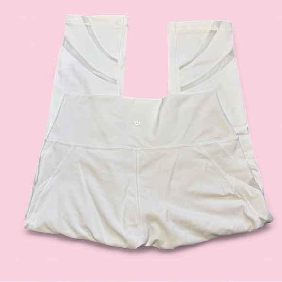 Lululemon Rejuvenate Tight 25” White Mesh Panel Leggings Size 10 - Picture 3 of 6